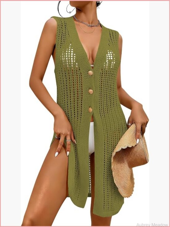 Sweaters - Crochet Sleeveless Cardigan Summer Hollow Out Long Vest Boho Beach Swim Cover Up